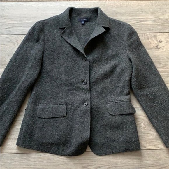 Lands End Grey Wool Blazer Size 10 - Picture 5 of 6
